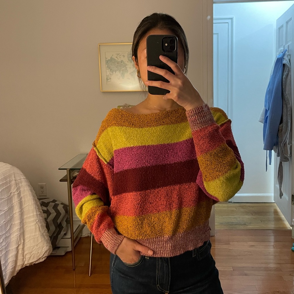 Free People Rainbow Striped Sweater